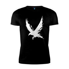 Мужская футболка премиум с принтом Белая ворона в Белгороде, 92% хлопок, 8% лайкра | приталенный силуэт, круглый вырез ворота, длина до линии бедра, короткий рукав | белая ворона | нарисованная краской | черниламиворон