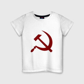 Детская футболка хлопок с принтом Серп и молот в Белгороде, 100% хлопок | круглый вырез горловины, полуприлегающий силуэт, длина до линии бедер | молот | серп и молотсерп | ссср