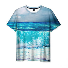 Мужская футболка 3D с принтом Волны в Белгороде, 100% полиэфир | прямой крой, круглый вырез горловины, длина до линии бедер | берег | вода | волны | море | пейзаж | прилив