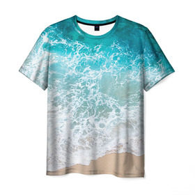 Мужская футболка 3D с принтом Берег в Белгороде, 100% полиэфир | прямой крой, круглый вырез горловины, длина до линии бедер | Тематика изображения на принте: берег | вода | волны | море | пляж | прилив