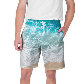 Мужские шорты 3D с принтом Берег в Белгороде,  полиэстер 100% | прямой крой, два кармана без застежек по бокам. Мягкая трикотажная резинка на поясе, внутри которой широкие завязки. Длина чуть выше колен | берег | вода | волны | море | пляж | прилив