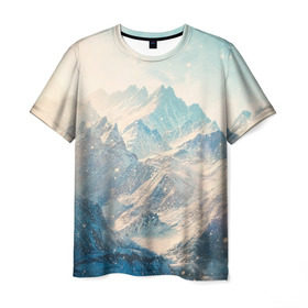 Мужская футболка 3D с принтом Горы в Белгороде, 100% полиэфир | прямой крой, круглый вырез горловины, длина до линии бедер | горы | облака | пейзаж