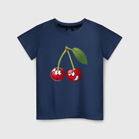 Детская футболка хлопок с принтом Вишня в Белгороде, 100% хлопок | круглый вырез горловины, полуприлегающий силуэт, длина до линии бедер | Тематика изображения на принте: вишнявишня | смайл | смайлик | улыбка | фрукты