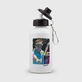 Бутылка спортивная с принтом Роджер Федерер в Белгороде, металл | емкость — 500 мл, в комплекте две пластиковые крышки и карабин для крепления | roger federer | роджер федерер | теннис | чампион