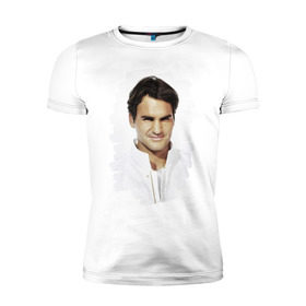 Мужская футболка премиум с принтом Roger Federer в Белгороде, 92% хлопок, 8% лайкра | приталенный силуэт, круглый вырез ворота, длина до линии бедра, короткий рукав | Тематика изображения на принте: roger federer | роджер федерер | теннис | чемпион