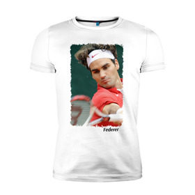 Мужская футболка премиум с принтом Роджер Федерер в Белгороде, 92% хлопок, 8% лайкра | приталенный силуэт, круглый вырез ворота, длина до линии бедра, короткий рукав | roger federer | роджер федерер | теннис | чемпион