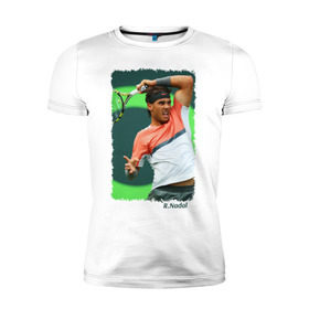 Мужская футболка премиум с принтом Rafael Nadal в Белгороде, 92% хлопок, 8% лайкра | приталенный силуэт, круглый вырез ворота, длина до линии бедра, короткий рукав | rafael nadal | рафаэль надаль | теннис | чемпион