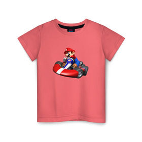 Детская футболка хлопок с принтом Mario Kart в Белгороде, 100% хлопок | круглый вырез горловины, полуприлегающий силуэт, длина до линии бедер | nintendo | карт | марио | нинтендо