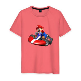 Мужская футболка хлопок с принтом Mario Kart в Белгороде, 100% хлопок | прямой крой, круглый вырез горловины, длина до линии бедер, слегка спущенное плечо. | nintendo | карт | марио | нинтендо