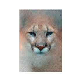 Обложка для паспорта матовая кожа с принтом Пума в Белгороде, натуральная матовая кожа | размер 19,3 х 13,7 см; прозрачные пластиковые крепления | животные | киса | кошка | пума