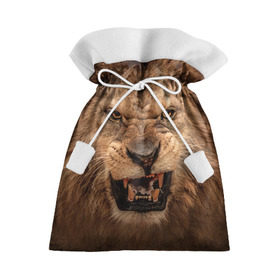 Подарочный 3D мешок с принтом Лев в Белгороде, 100% полиэстер | Размер: 29*39 см | животные | злой лев | зубы | лев | оскал