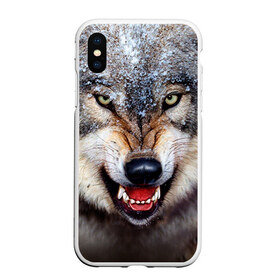 Чехол для iPhone XS Max матовый с принтом Волк в Белгороде, Силикон | Область печати: задняя сторона чехла, без боковых панелей | волк | животные | злой волк | зубы | оскал