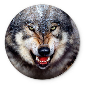 Коврик круглый с принтом Волк в Белгороде, резина и полиэстер | круглая форма, изображение наносится на всю лицевую часть | Тематика изображения на принте: волк | животные | злой волк | зубы | оскал