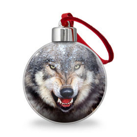 Ёлочный шар с принтом Волк в Белгороде, Пластик | Диаметр: 77 мм | волк | животные | злой волк | зубы | оскал