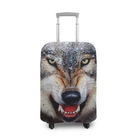 Чехол для чемодана 3D с принтом Волк в Белгороде, 86% полиэфир, 14% спандекс | двустороннее нанесение принта, прорези для ручек и колес | волк | животные | злой волк | зубы | оскал