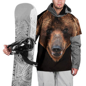 Накидка на куртку 3D с принтом Медведь в Белгороде, 100% полиэстер |  | бурый | гризли | животные | медведь | мишка