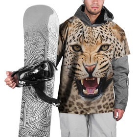 Накидка на куртку 3D с принтом Леопард в Белгороде, 100% полиэстер |  | животные | зубы | киса | киска | кошка | леопард | оскал