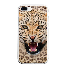 Чехол для iPhone 7Plus/8 Plus матовый с принтом Леопард в Белгороде, Силикон | Область печати: задняя сторона чехла, без боковых панелей | животные | зубы | киса | киска | кошка | леопард | оскал