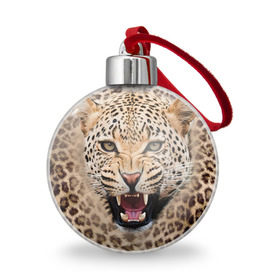 Ёлочный шар с принтом Леопард в Белгороде, Пластик | Диаметр: 77 мм | животные | зубы | киса | киска | кошка | леопард | оскал
