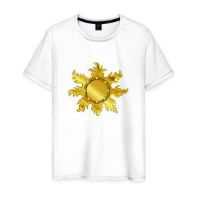 Мужская футболка хлопок с принтом Солнце ацтеков в Белгороде, 100% хлопок | прямой крой, круглый вырез горловины, длина до линии бедер, слегка спущенное плечо. | 