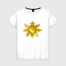 Женская футболка хлопок с принтом Солнце ацтеков в Белгороде, 100% хлопок | прямой крой, круглый вырез горловины, длина до линии бедер, слегка спущенное плечо | 