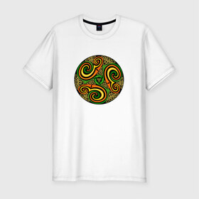 Мужская футболка премиум с принтом Кельтская спираль в Белгороде, 92% хлопок, 8% лайкра | приталенный силуэт, круглый вырез ворота, длина до линии бедра, короткий рукав | кельтская спираль | кельтская спиральспираль | кельты | орнамент