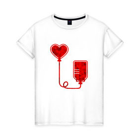 Женская футболка хлопок с принтом Донор крови в Белгороде, 100% хлопок | прямой крой, круглый вырез горловины, длина до линии бедер, слегка спущенное плечо | Тематика изображения на принте: донор кровидонор | кровь | сердце