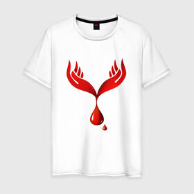 Мужская футболка хлопок с принтом Донор крови в Белгороде, 100% хлопок | прямой крой, круглый вырез горловины, длина до линии бедер, слегка спущенное плечо. | 