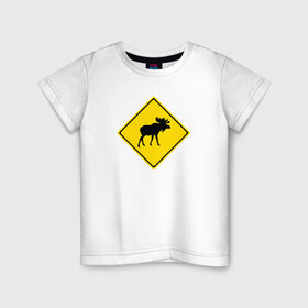 Детская футболка хлопок с принтом Moose в Белгороде, 100% хлопок | круглый вырез горловины, полуприлегающий силуэт, длина до линии бедер | Тематика изображения на принте: moose | лось