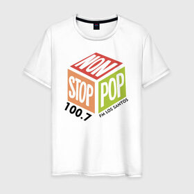 Мужская футболка хлопок с принтом Non Stop Pop в Белгороде, 100% хлопок | прямой крой, круглый вырез горловины, длина до линии бедер, слегка спущенное плечо. | Тематика изображения на принте: 