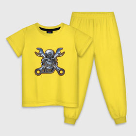 Детская пижама хлопок с принтом Motorhead в Белгороде, 100% хлопок |  брюки и футболка прямого кроя, без карманов, на брюках мягкая резинка на поясе и по низу штанин
 | Тематика изображения на принте: 