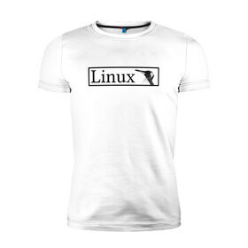 Мужская футболка премиум с принтом Linux в Белгороде, 92% хлопок, 8% лайкра | приталенный силуэт, круглый вырез ворота, длина до линии бедра, короткий рукав | Тематика изображения на принте: пингвин