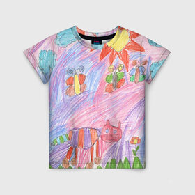 Детская футболка 3D с принтом Детские рисунки в Белгороде, 100% гипоаллергенный полиэфир | прямой крой, круглый вырез горловины, длина до линии бедер, чуть спущенное плечо, ткань немного тянется | dg | габбана | детский | дольче | карандаш | картина | мода | рисунок