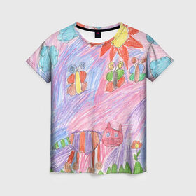 Женская футболка 3D с принтом Детские рисунки в Белгороде, 100% полиэфир ( синтетическое хлопкоподобное полотно) | прямой крой, круглый вырез горловины, длина до линии бедер | dg | габбана | детский | дольче | карандаш | картина | мода | рисунок