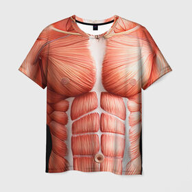 Мужская футболка 3D с принтом Мышцы в Белгороде, 100% полиэфир | прямой крой, круглый вырез горловины, длина до линии бедер | bodybuilding | бодибилдер | бодибилдинг | качалка | качок | мышцы | спорт | тело | тренажер