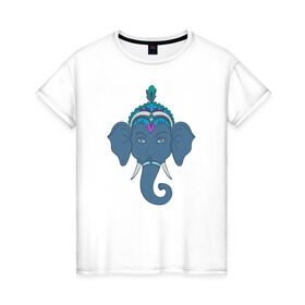 Женская футболка хлопок с принтом Слон в Белгороде, 100% хлопок | прямой крой, круглый вырез горловины, длина до линии бедер, слегка спущенное плечо | индия | слон