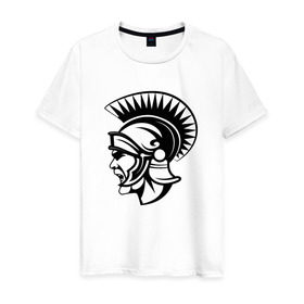 Мужская футболка хлопок с принтом Римский воин в Белгороде, 100% хлопок | прямой крой, круглый вырез горловины, длина до линии бедер, слегка спущенное плечо. | rome | воин | война | история | римский воинрим | солдат | шлем