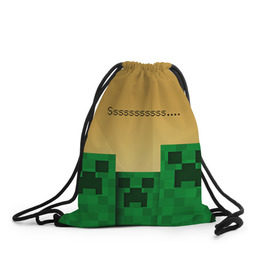 Рюкзак-мешок 3D с принтом Minecraft в Белгороде, 100% полиэстер | плотность ткани — 200 г/м2, размер — 35 х 45 см; лямки — толстые шнурки, застежка на шнуровке, без карманов и подкладки | крипер