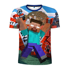 Мужская футболка 3D спортивная с принтом Minecraft в Белгороде, 100% полиэстер с улучшенными характеристиками | приталенный силуэт, круглая горловина, широкие плечи, сужается к линии бедра | Тематика изображения на принте: крипер