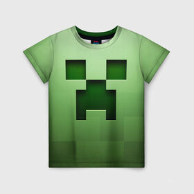 Детская футболка 3D с принтом Minecraft в Белгороде, 100% гипоаллергенный полиэфир | прямой крой, круглый вырез горловины, длина до линии бедер, чуть спущенное плечо, ткань немного тянется | Тематика изображения на принте: крипер