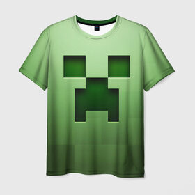 Мужская футболка 3D с принтом Minecraft в Белгороде, 100% полиэфир | прямой крой, круглый вырез горловины, длина до линии бедер | Тематика изображения на принте: крипер
