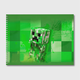 Альбом для рисования с принтом Minecraft в Белгороде, 100% бумага
 | матовая бумага, плотность 200 мг. | Тематика изображения на принте: крипер