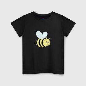 Детская футболка хлопок с принтом Пчёлка в Белгороде, 100% хлопок | круглый вырез горловины, полуприлегающий силуэт, длина до линии бедер | cute | добрая пчёлка :)пчела | животные | мёд | милая | мило | насекомые | пчёлка