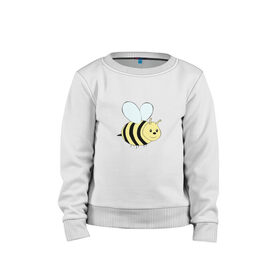 Детский свитшот хлопок с принтом Пчёлка в Белгороде, 100% хлопок | круглый вырез горловины, эластичные манжеты, пояс и воротник | cute | добрая пчёлка :)пчела | животные | мёд | милая | мило | насекомые | пчёлка