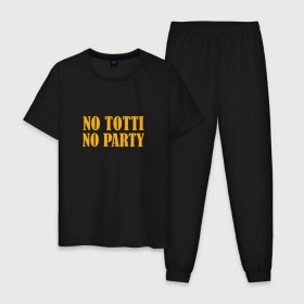 Мужская пижама хлопок с принтом No Totti, No party в Белгороде, 100% хлопок | брюки и футболка прямого кроя, без карманов, на брюках мягкая резинка на поясе и по низу штанин
 | franchesco | roma | totti | рома | тотти