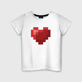 Детская футболка хлопок с принтом Heart в Белгороде, 100% хлопок | круглый вырез горловины, полуприлегающий силуэт, длина до линии бедер | Тематика изображения на принте: healthy | minecraft | любовь | майнкрафт