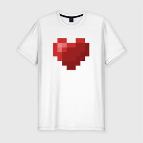 Мужская футболка премиум с принтом Heart в Белгороде, 92% хлопок, 8% лайкра | приталенный силуэт, круглый вырез ворота, длина до линии бедра, короткий рукав | healthy | minecraft | любовь | майнкрафт