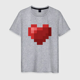 Мужская футболка хлопок с принтом Heart в Белгороде, 100% хлопок | прямой крой, круглый вырез горловины, длина до линии бедер, слегка спущенное плечо. | healthy | minecraft | любовь | майнкрафт
