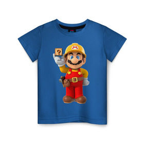 Детская футболка хлопок с принтом Super Mario в Белгороде, 100% хлопок | круглый вырез горловины, полуприлегающий силуэт, длина до линии бедер | nintendo | марио | нинтендо
