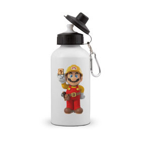 Бутылка спортивная с принтом Super Mario в Белгороде, металл | емкость — 500 мл, в комплекте две пластиковые крышки и карабин для крепления | nintendo | марио | нинтендо